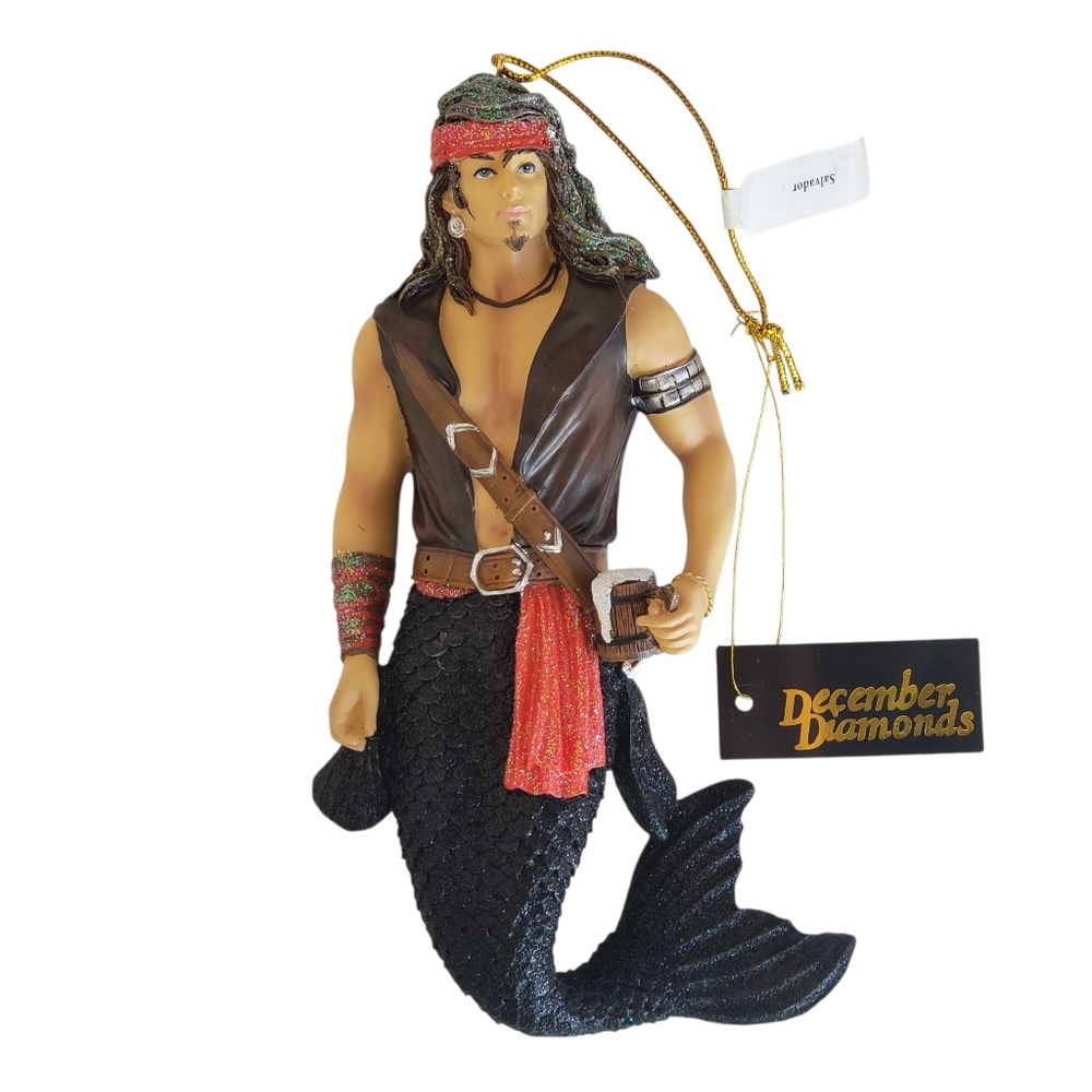 December Diamonds Salvador Pirate Merman Mermaid Ornament 2007 NWB